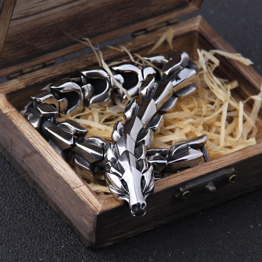 Viking Ouroboros Stainless Steel Punk Bracelet