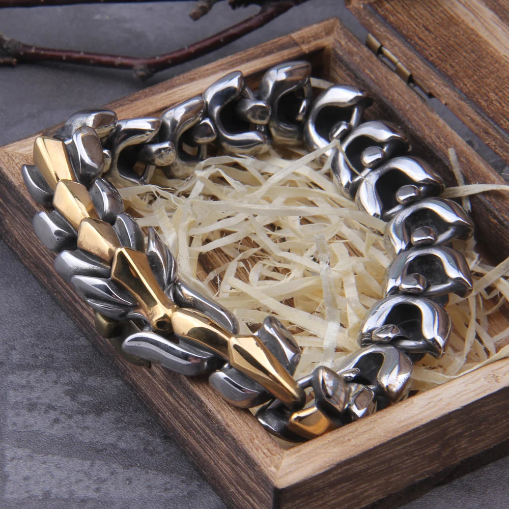 Viking Ouroboros Stainless Steel Punk Bracelet