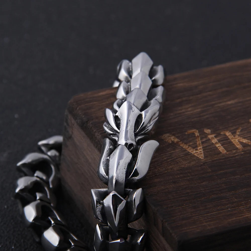 Viking Ouroboros Stainless Steel Punk Bracelet
