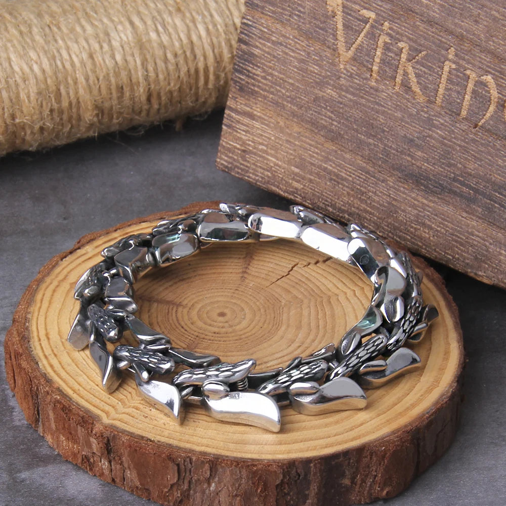 Viking Ouroboros Stainless Steel Punk Bracelet