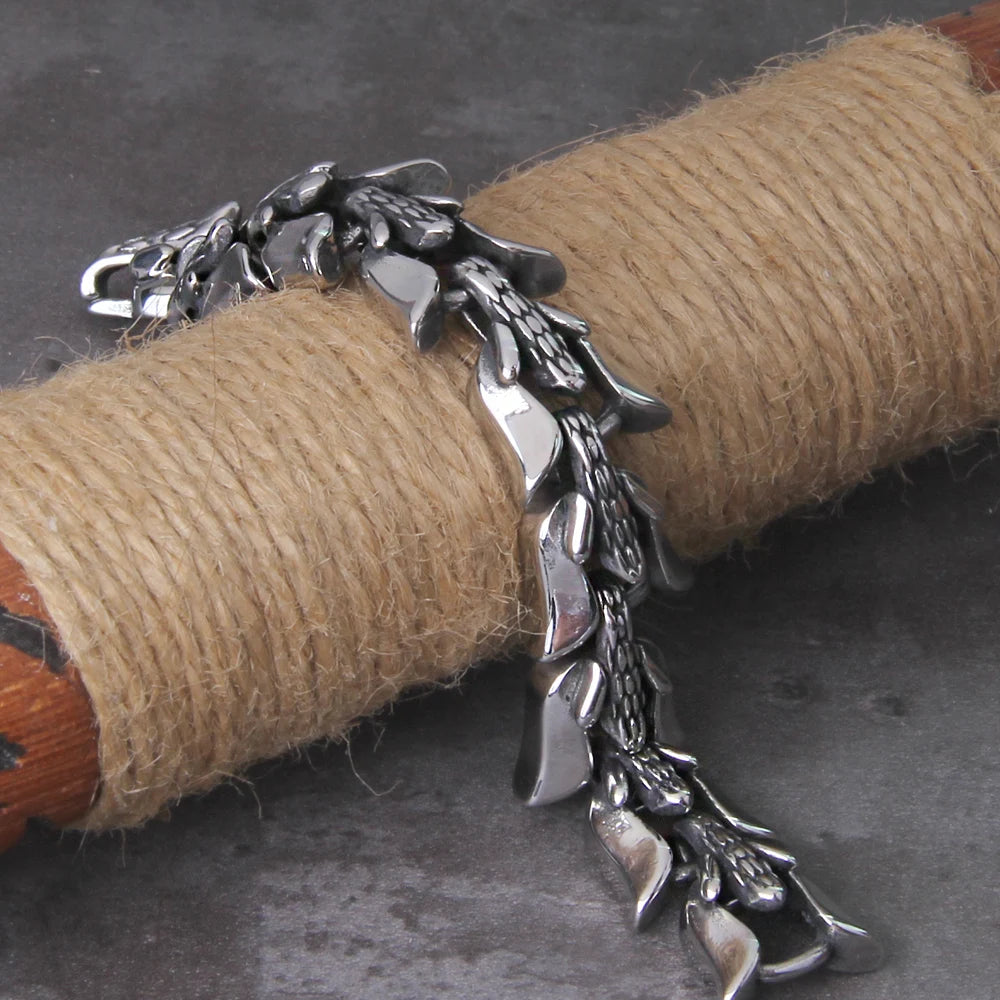 Viking Ouroboros Stainless Steel Punk Bracelet