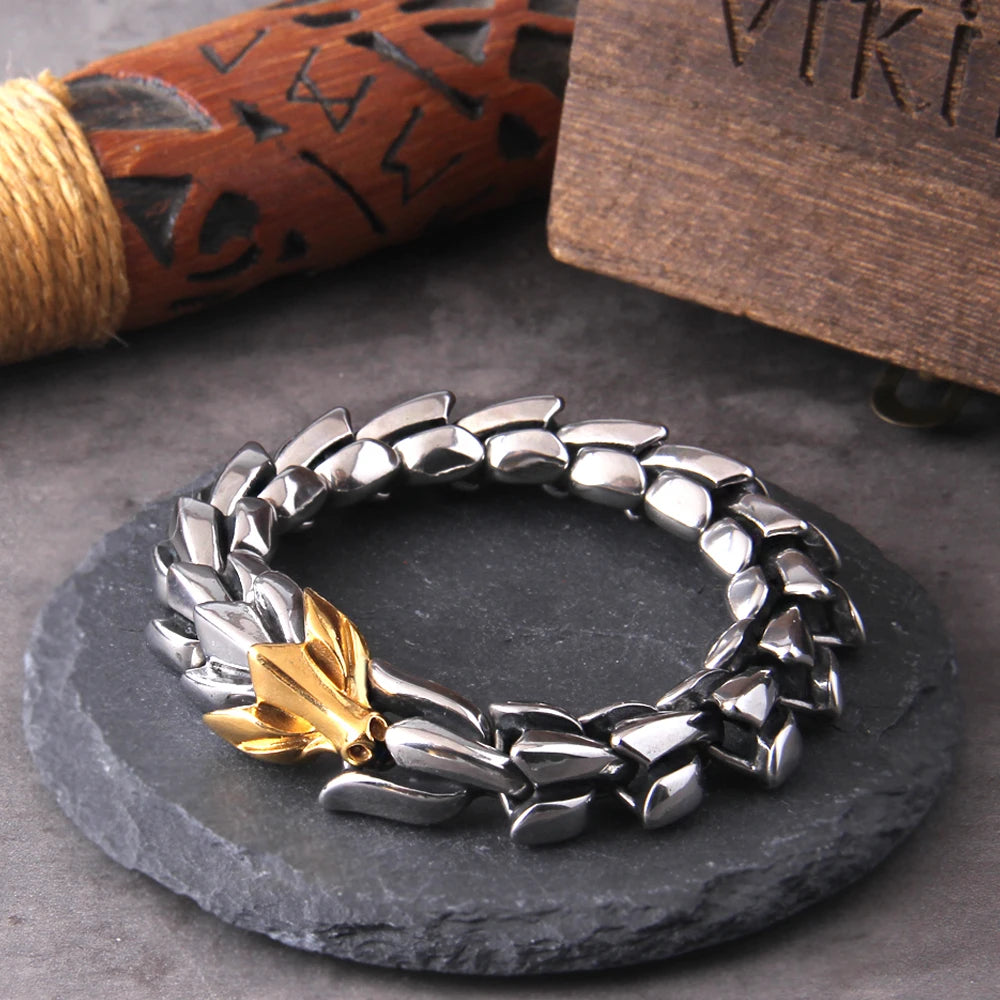 Viking Ouroboros Stainless Steel Punk Bracelet