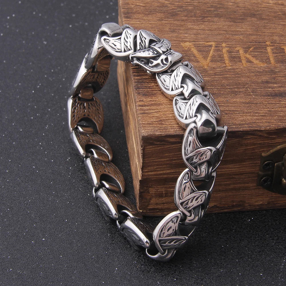 Viking Ouroboros Stainless Steel Punk Bracelet