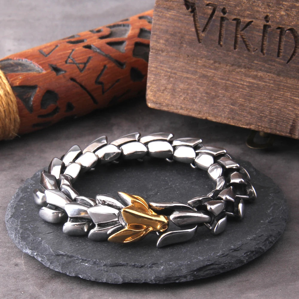 Viking Ouroboros Stainless Steel Punk Bracelet