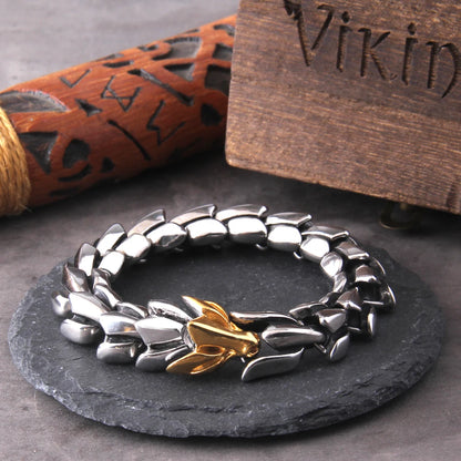 Viking Ouroboros Stainless Steel Punk Bracelet