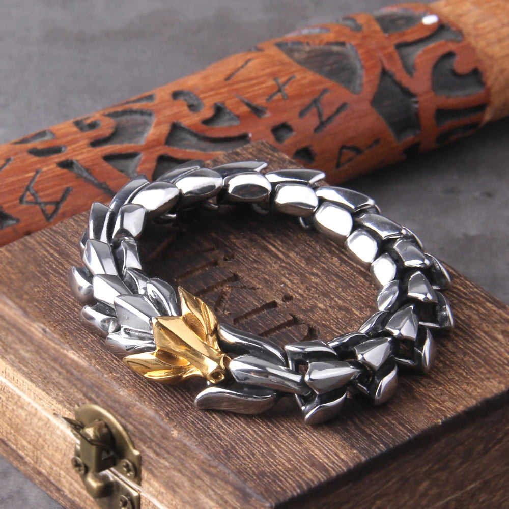 Viking Ouroboros Stainless Steel Punk Bracelet