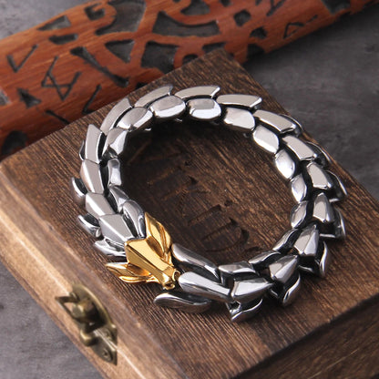 Viking Ouroboros Stainless Steel Punk Bracelet