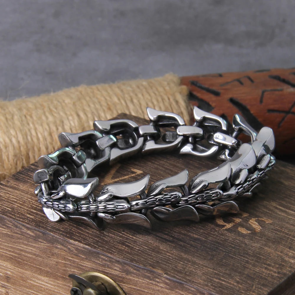 Viking Ouroboros Stainless Steel Punk Bracelet